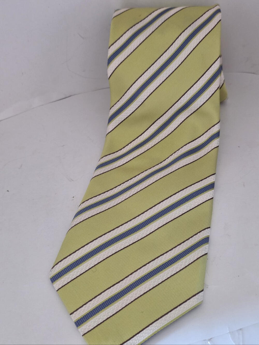 Canali Silk Neck Tie Light Green Maroon Blue & Cream Stripesbeige Blue ITALY